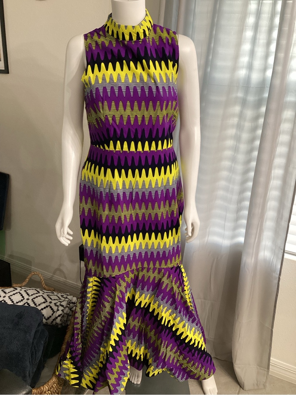 OFUURE Purple and Yellow Zigzag Maxi Dress